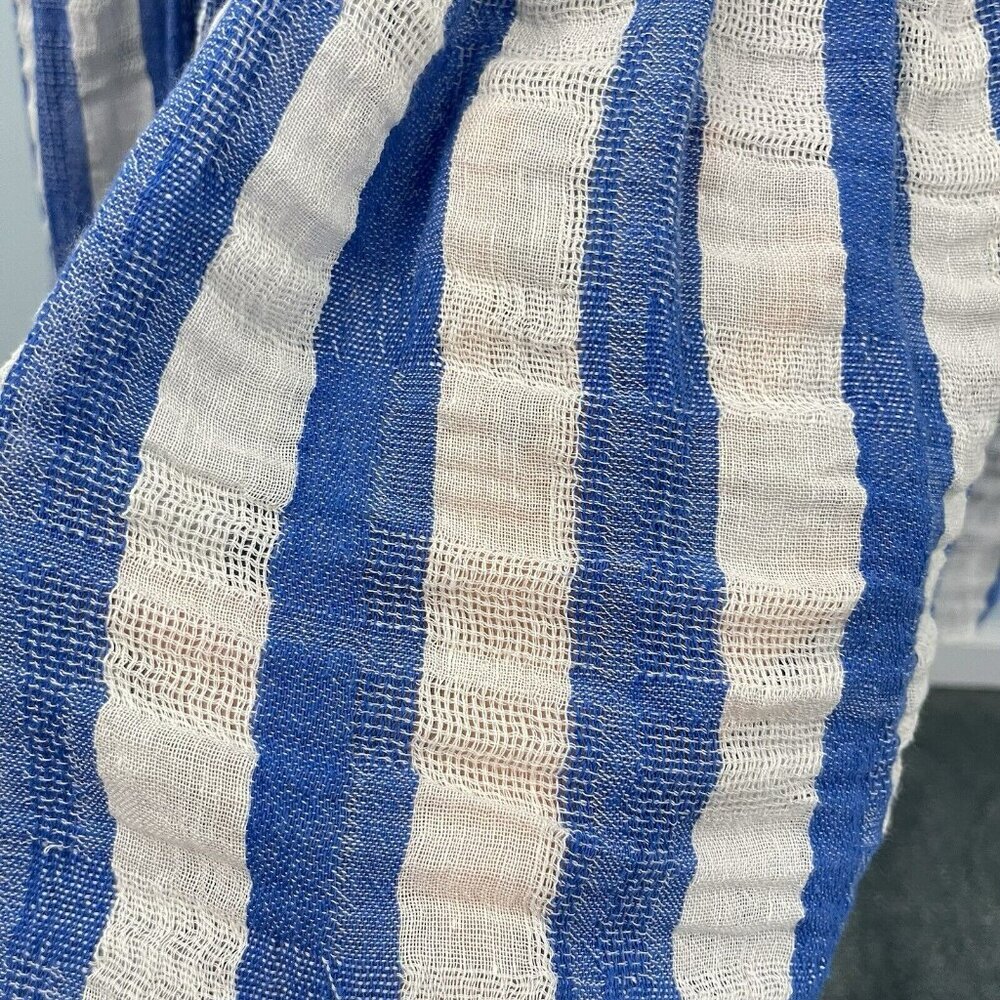 Warm Biscay Square Neck Gauze Striped Midi Dress Size 1 / Small Coastal Resort - Picture 10 of 16